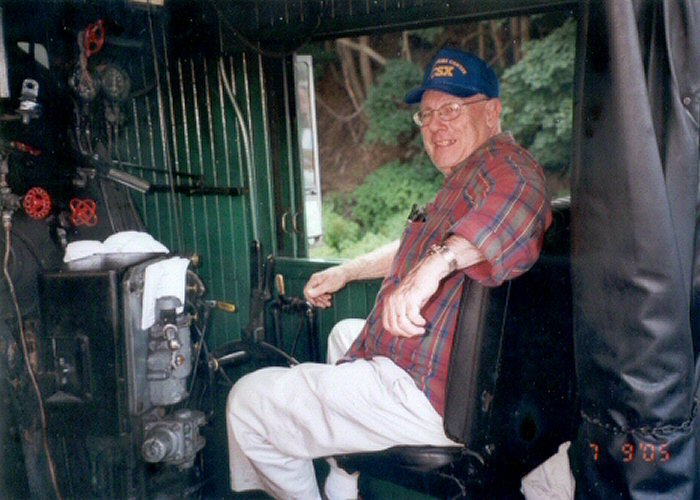 In the locomotive cab